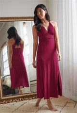 Gown with front slit