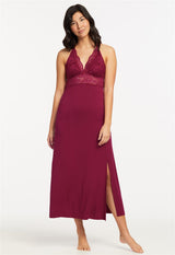 Gown with front slit