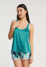 Beverly Hills Hotel Silk Racerback Tank/Cuffed Short By Inej