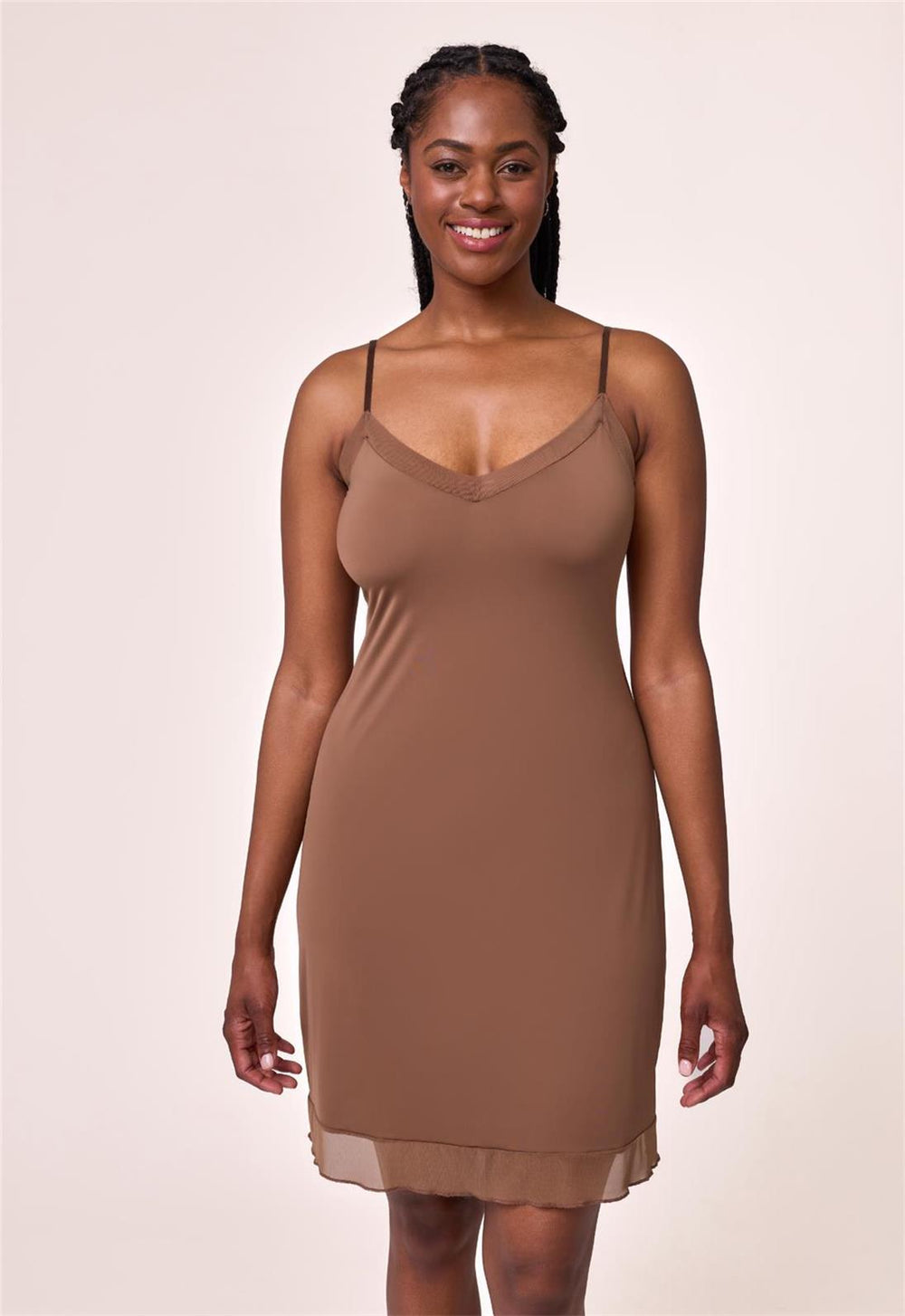 soft mesh mini slip dress in mocha Intimates Soft Mesh Mini Slip Dress in Mocha