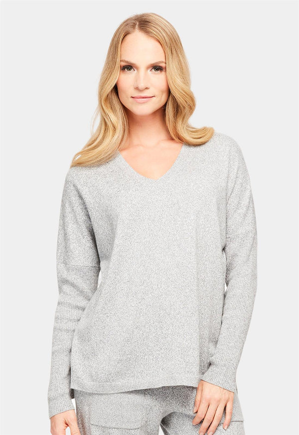 V-Neck Cashmere Sweater With Rib Sleeves