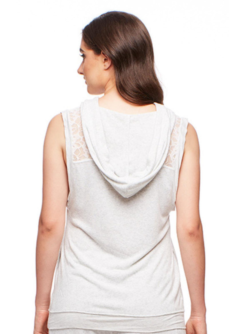 Fleur't with me Sleeveless Hoodie With Lace Insert