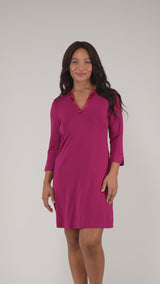 V-Neck Nightshirt 3/4 Sleeve